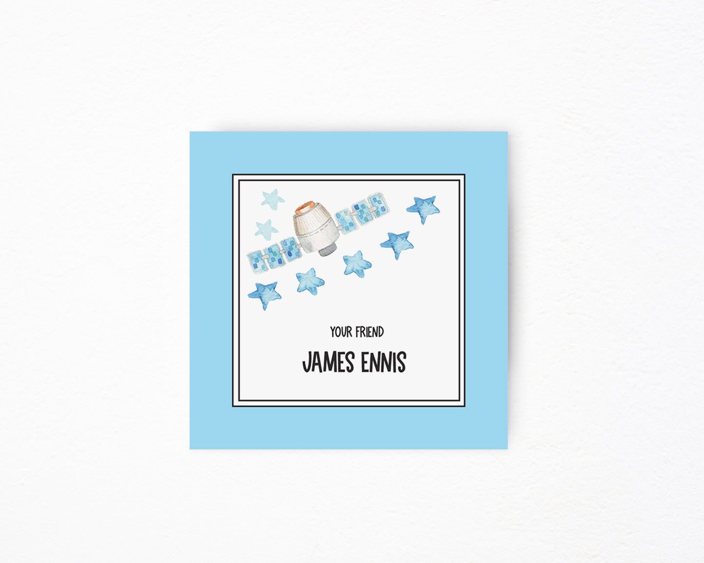 Blue Satellite Square Tag