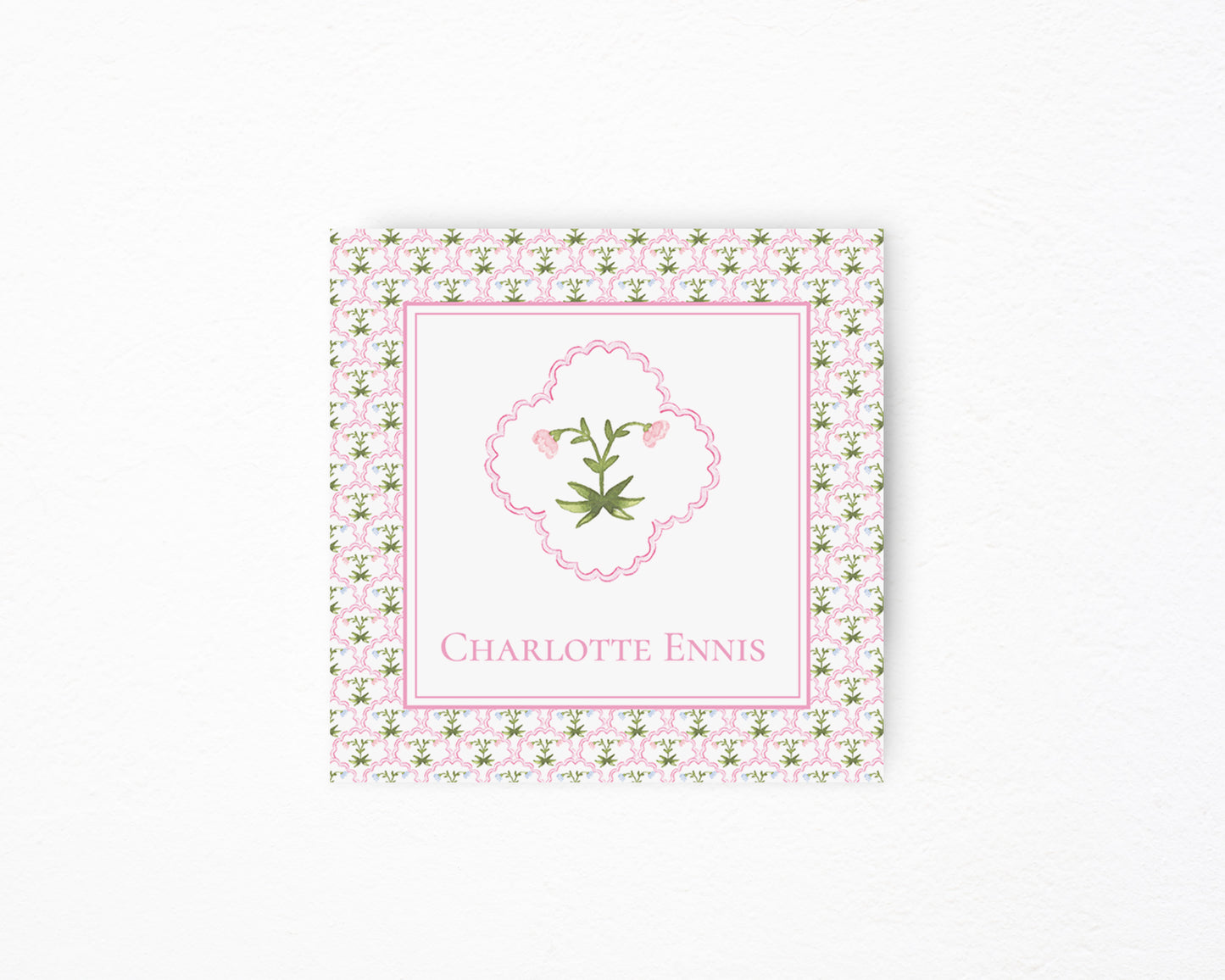 Pink Floral Square Tag