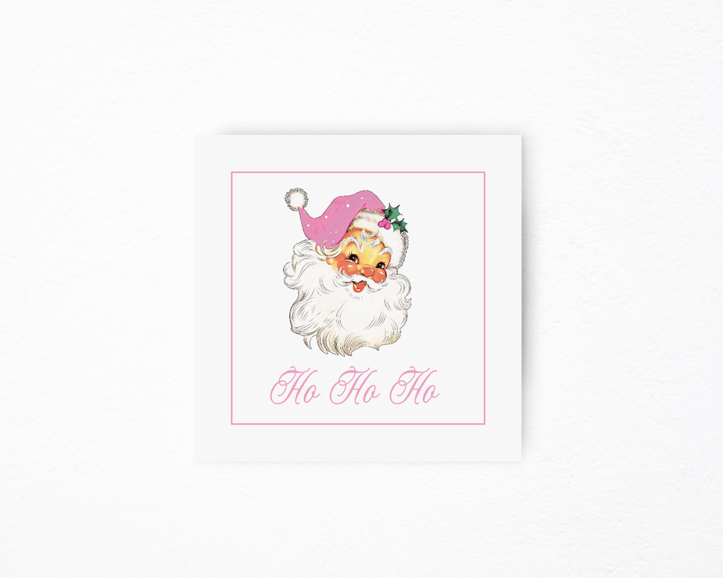 Pink Ho Ho Ho Square Card