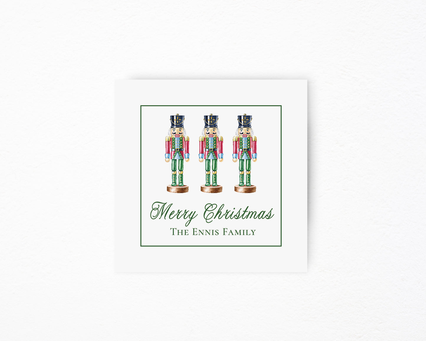 Green Nutcracker Square Card