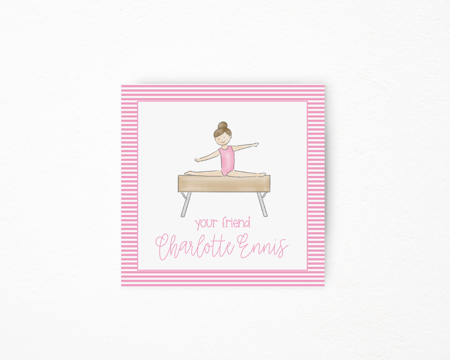 Pink Gymnast Square Tag