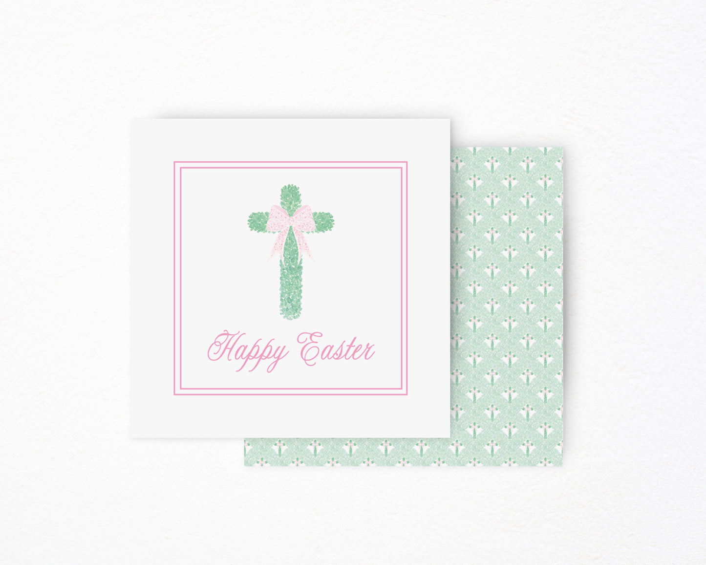Pink Cross Happy Easter Square Tag