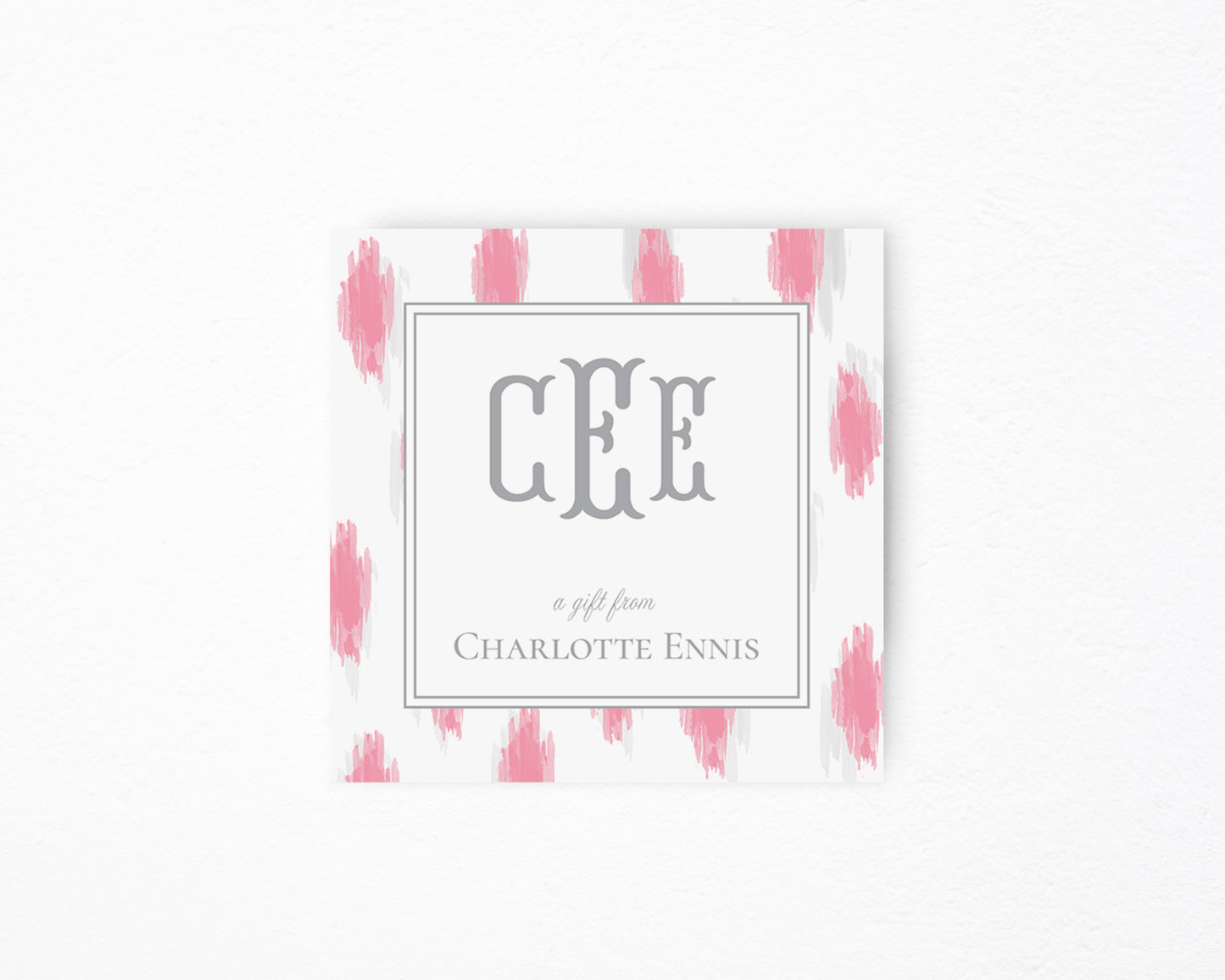 Pink Ikat Square Tag