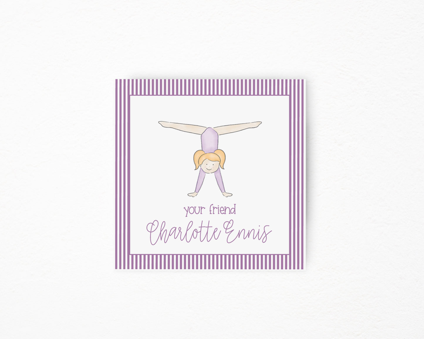 Purple Gymnast Square Tag