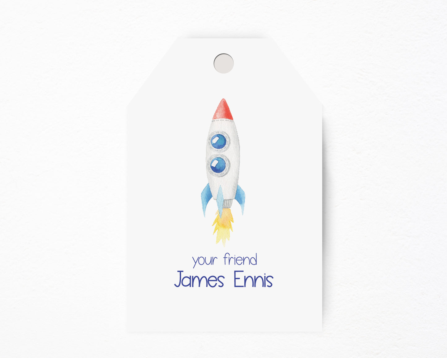 Rocket in Space Hanging Gift Tag