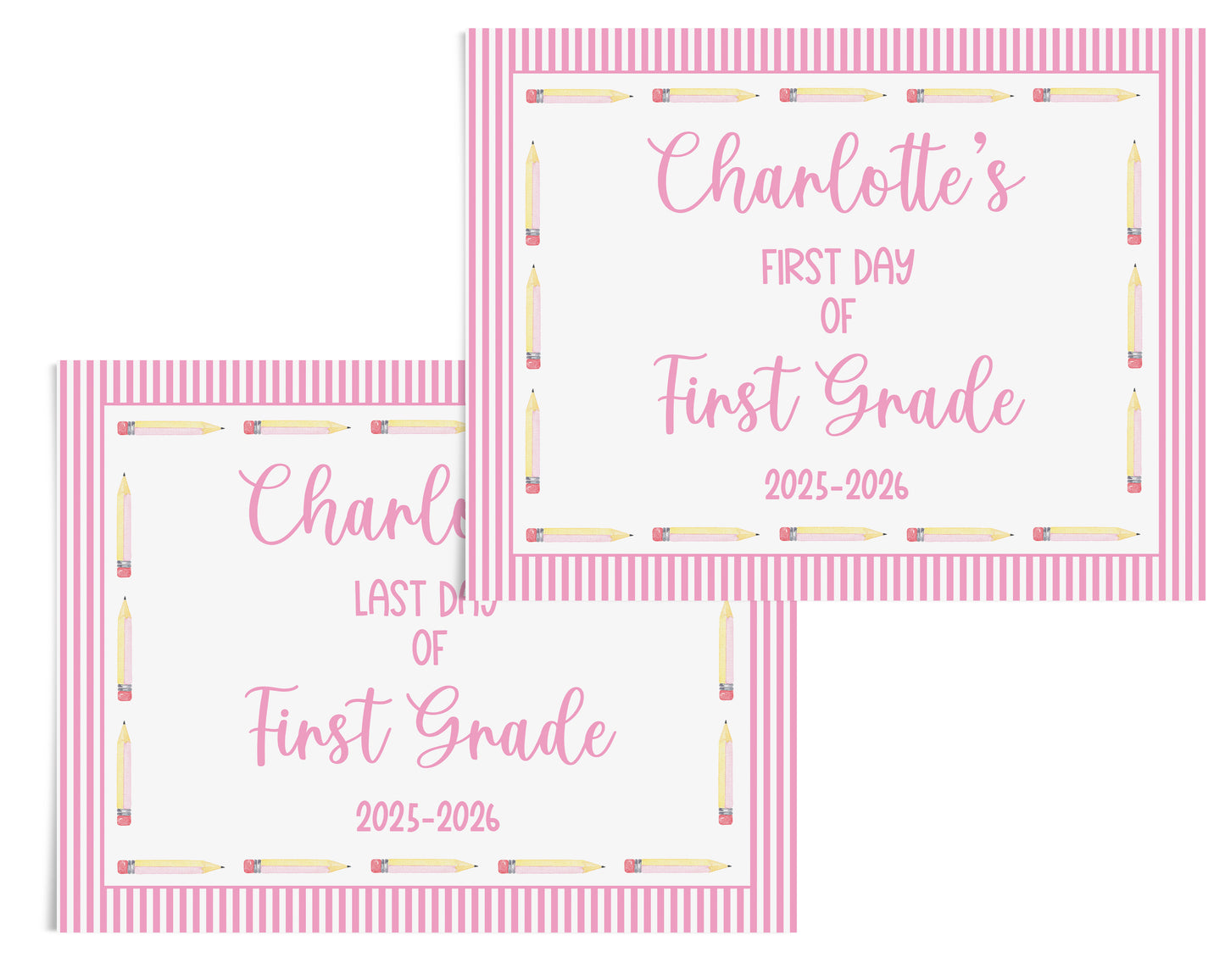 Pink Pencil Border Back to School