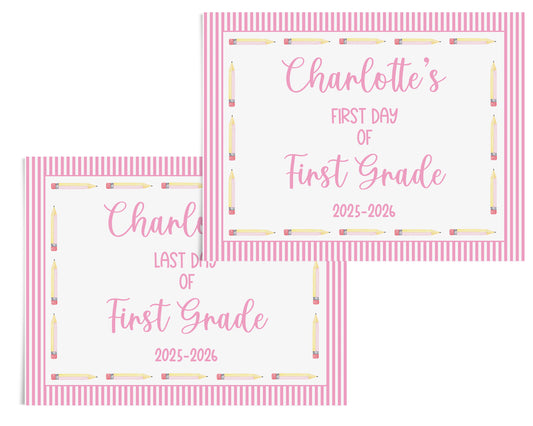 Pink Pencil Border Back to School