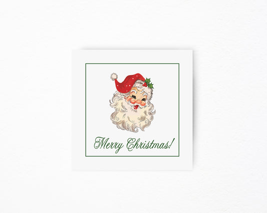 Green Vintage Santa Square Tag