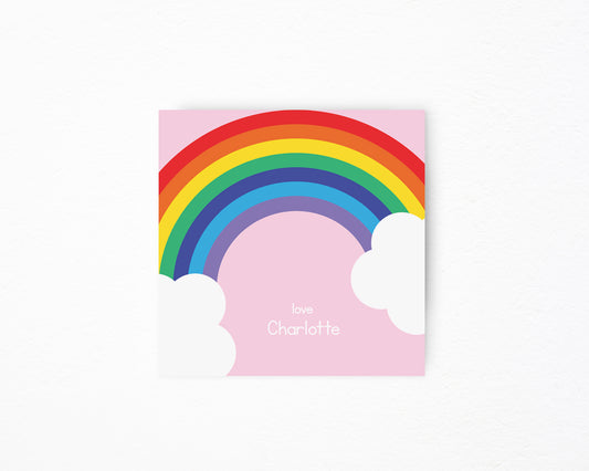 Pink Rainbow Square Tag
