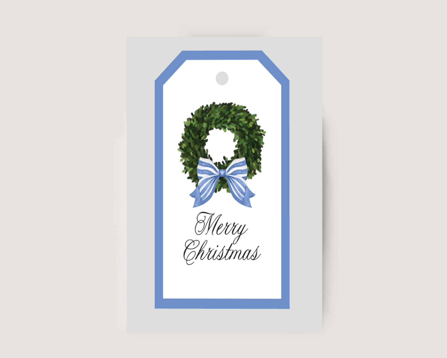 Blue Ribbon Wreath Hanging Tag