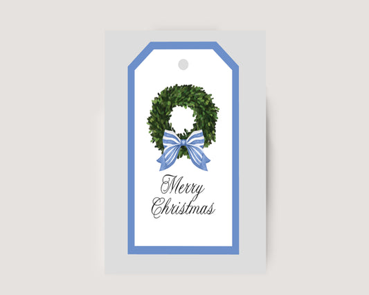 Blue Ribbon Wreath Hanging Tag