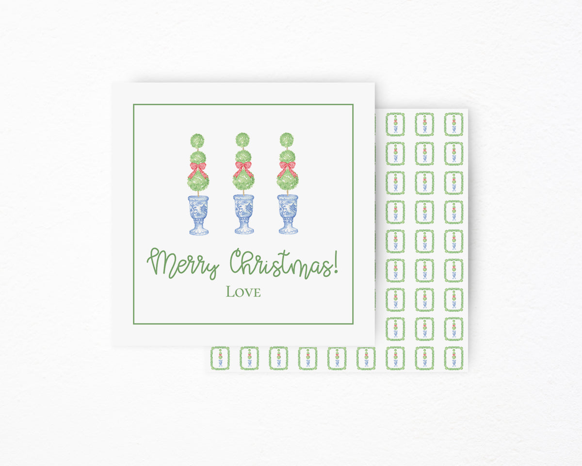 Merry Christmas Green Chinoiserie Gift Tag