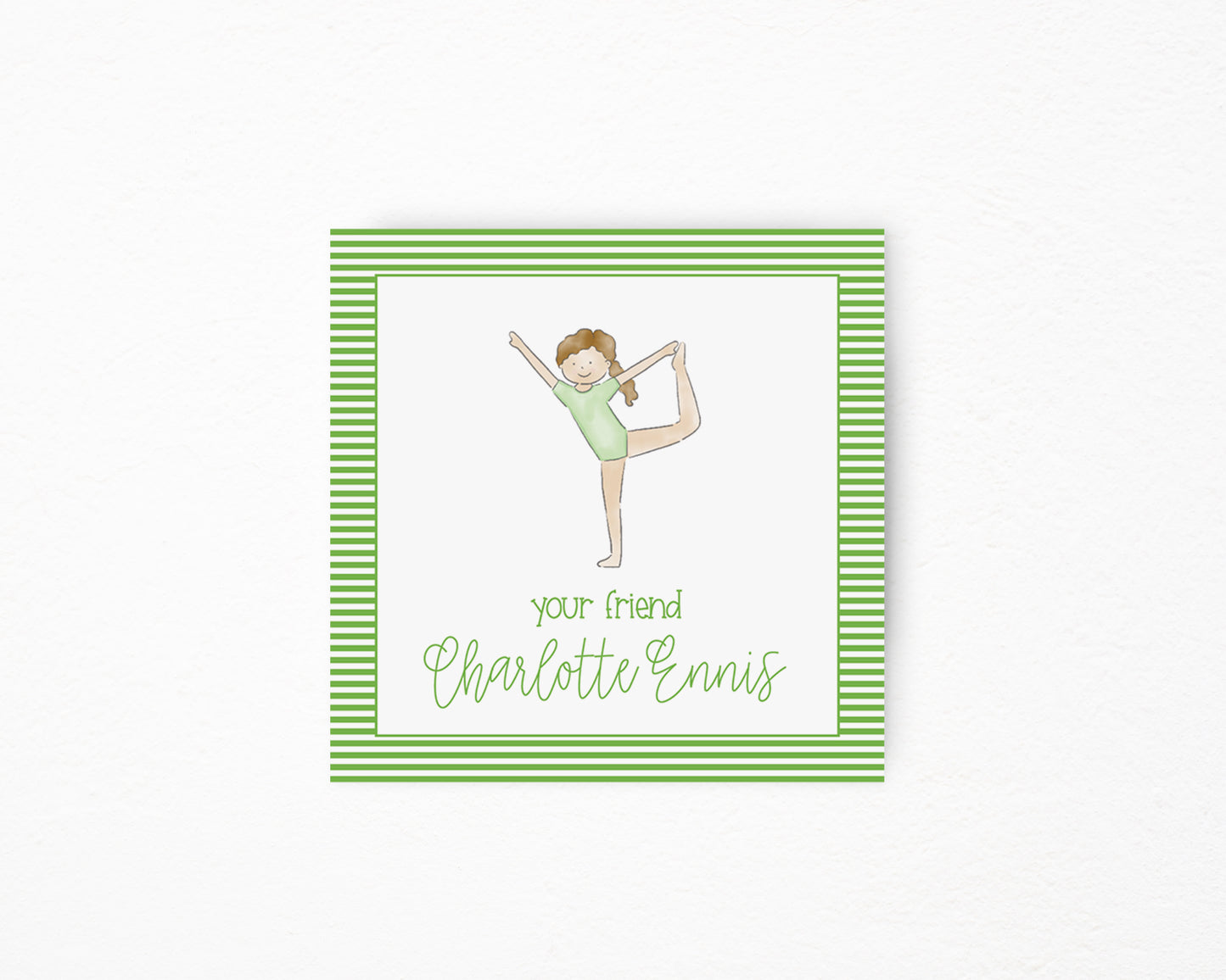 Green Gymnast Square Tag
