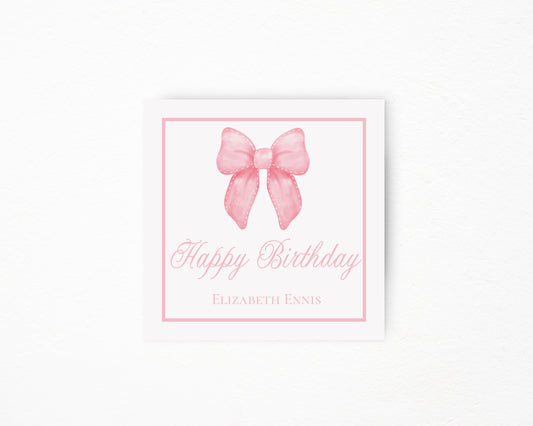 Happy Birthday Pink Bow Sticker