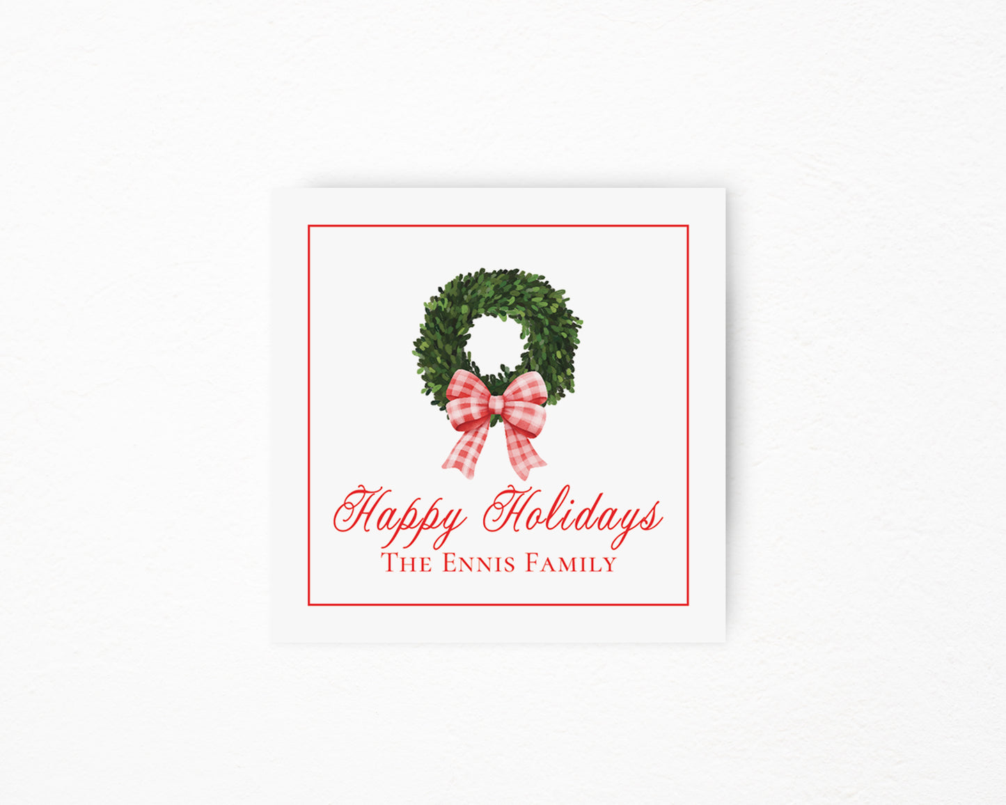 Happy Holidays Wreath Square Card