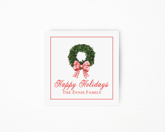 Happy Holidays Wreath Square Card