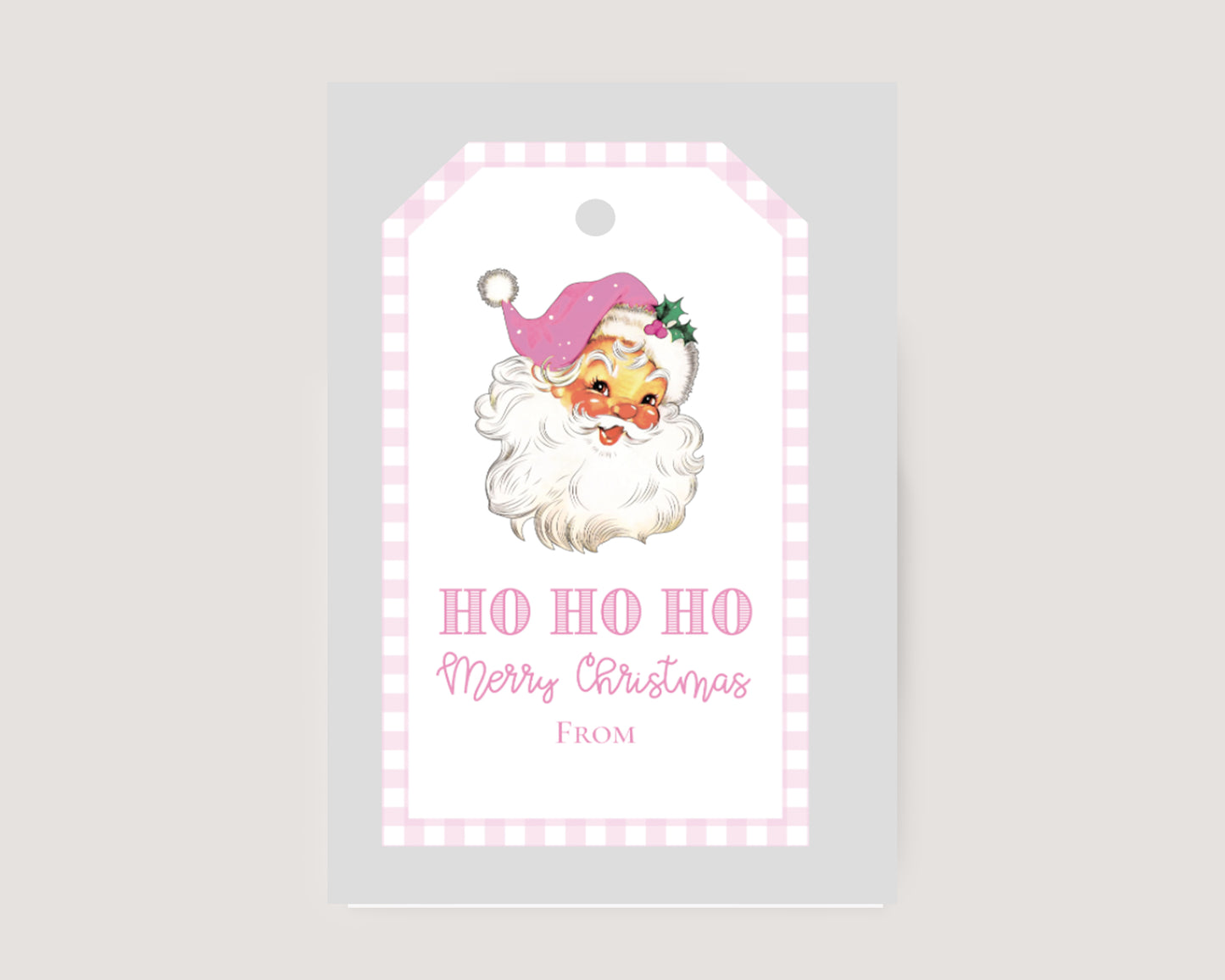 Ho Ho Ho Merry Christmas Hanging Tag (Pink)