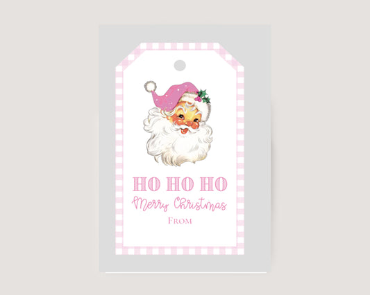 Ho Ho Ho Merry Christmas Hanging Tag (Pink)