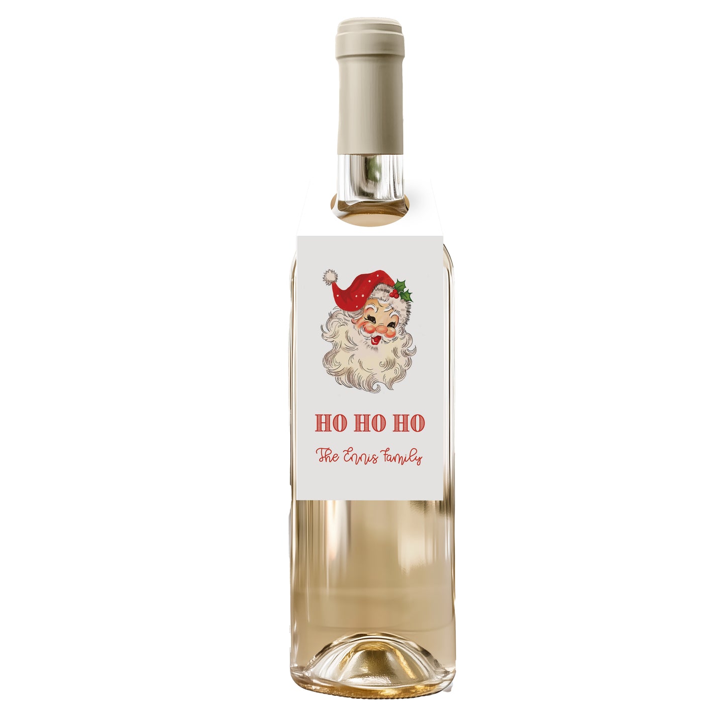 Red Santa Wine Tag