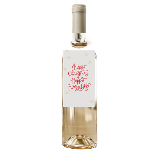 Merry Christmas & Happy Everything Wine Tag
