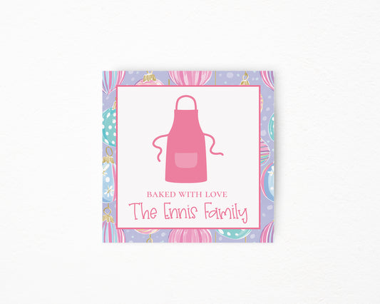 Pink Apron Ornament Background Sticker