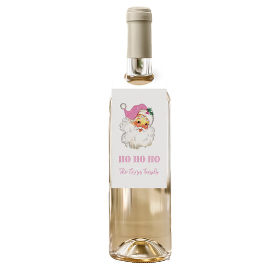 Pink Santa Wine Tag