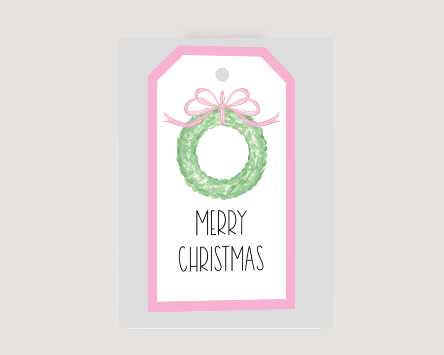 Pink Ribbon Wreath Hanging Tag