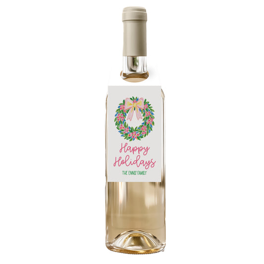 Happy Holidays Wine Tag